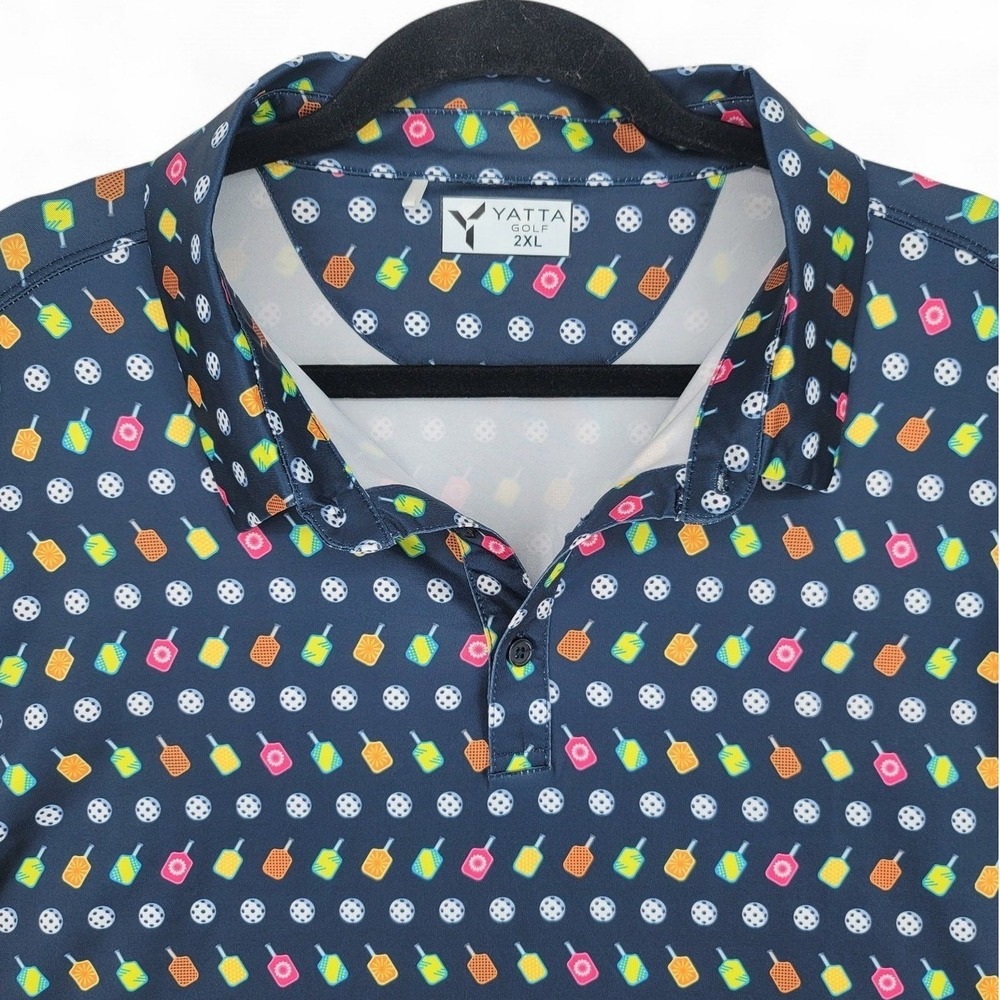Yatta Golf Mens 2XL Pickleball‎ Polo Shirt Performance Stretch Novelty Athletic